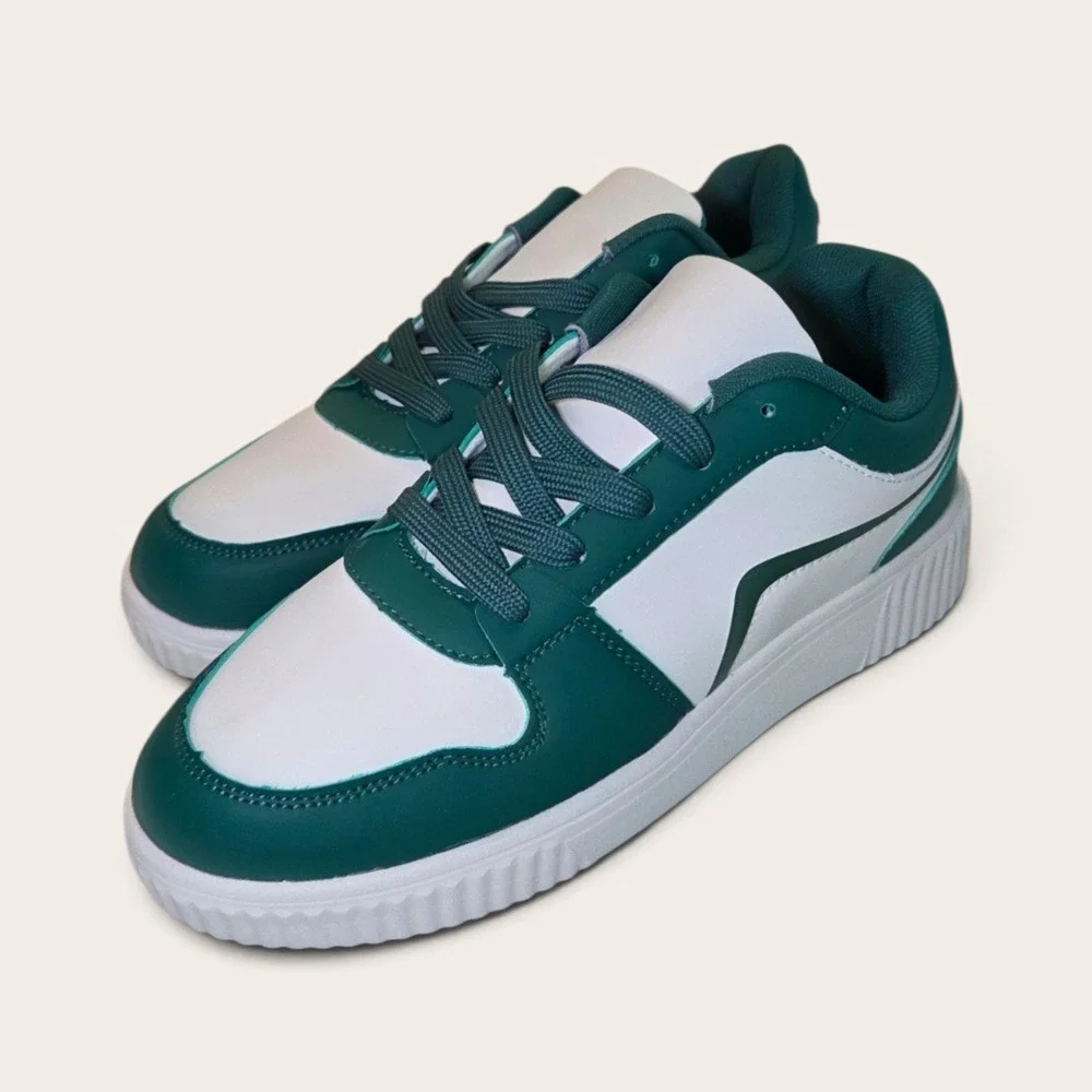 Teal & White Color Block Platform Sneaker Size 40 New Without Box